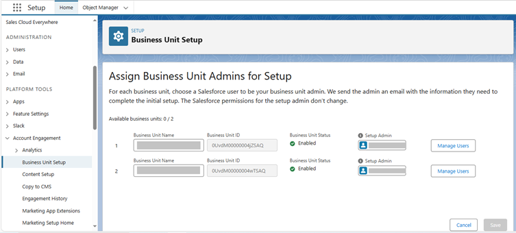 Account Engagement Business Units